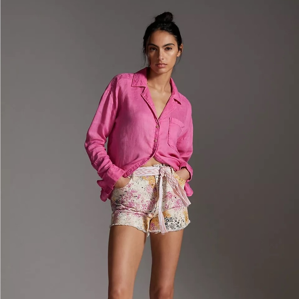 Anthropologie Hot Pink Button-Down Shirt